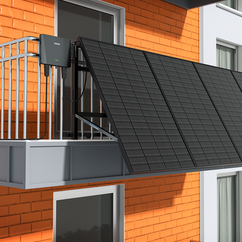 SUNSHARE Geländer Balkonkraftwerk 800W mit 5m AC Kabel & 200W Solarmodul