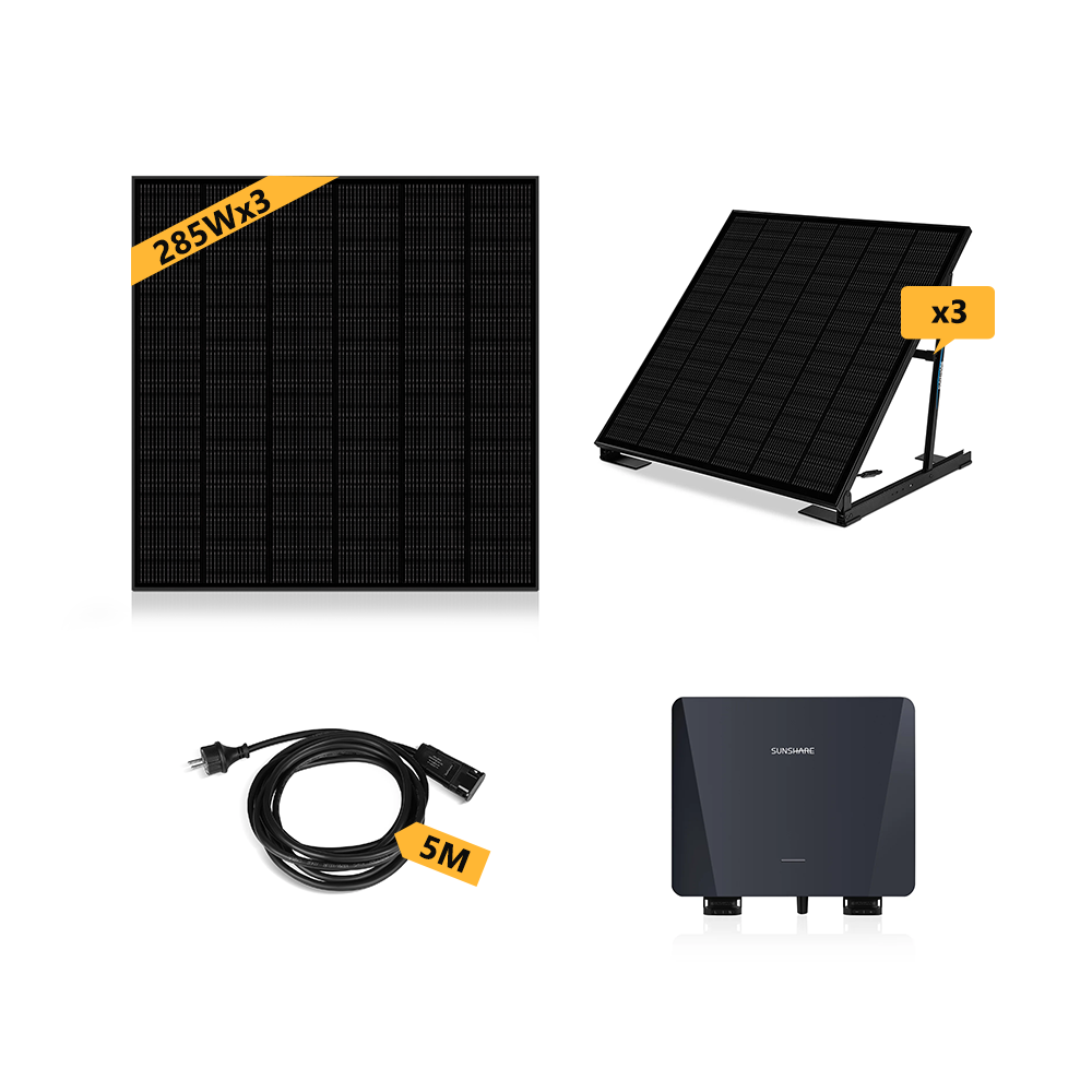 SUNSHARE Garten Balkonkraftwerk 855W mit 5m AC Kabel & 855W Solarmodule