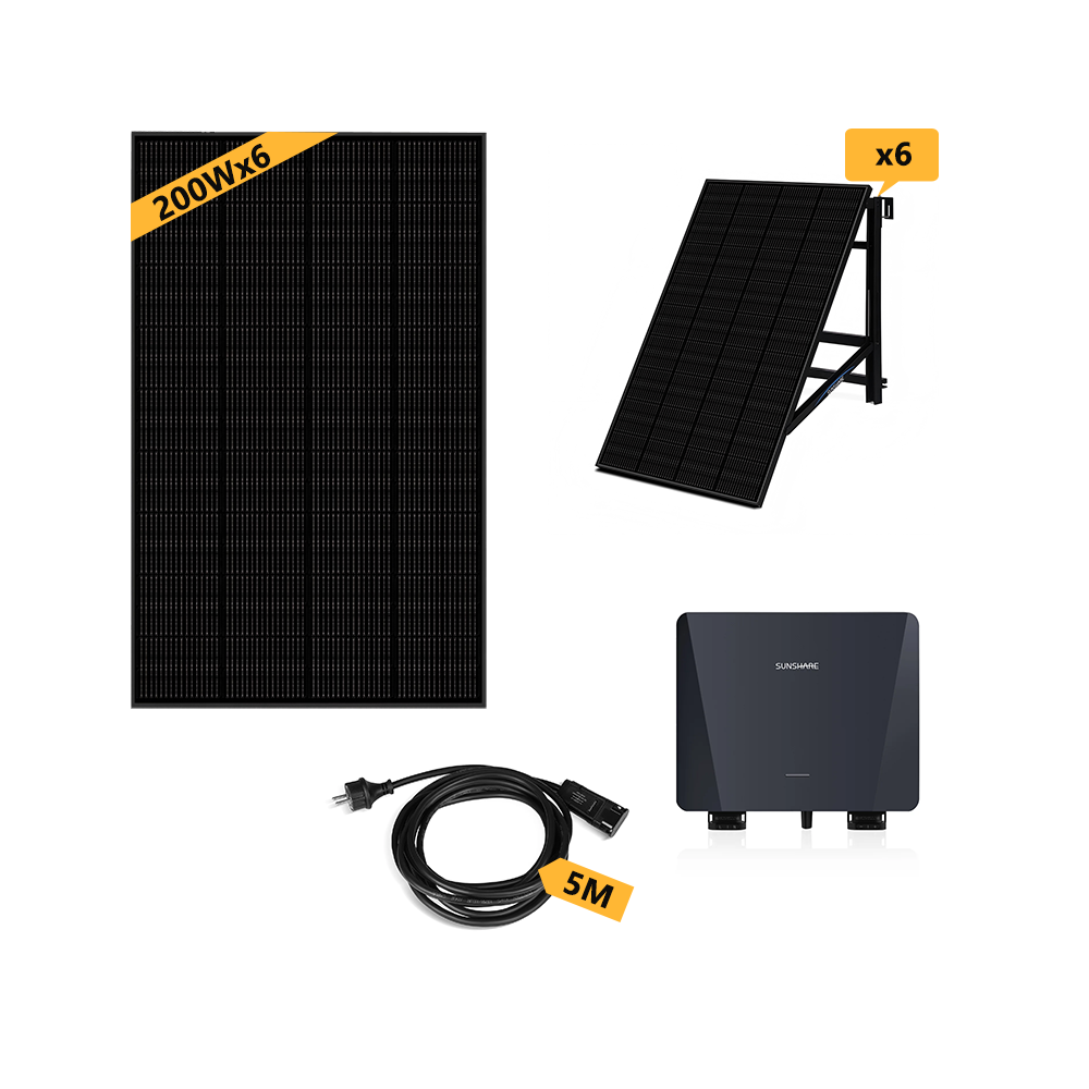 SUNSHARE Geländer Balkonkraftwerk 800W mit 5m AC Kabel & 1200W Solarmodule