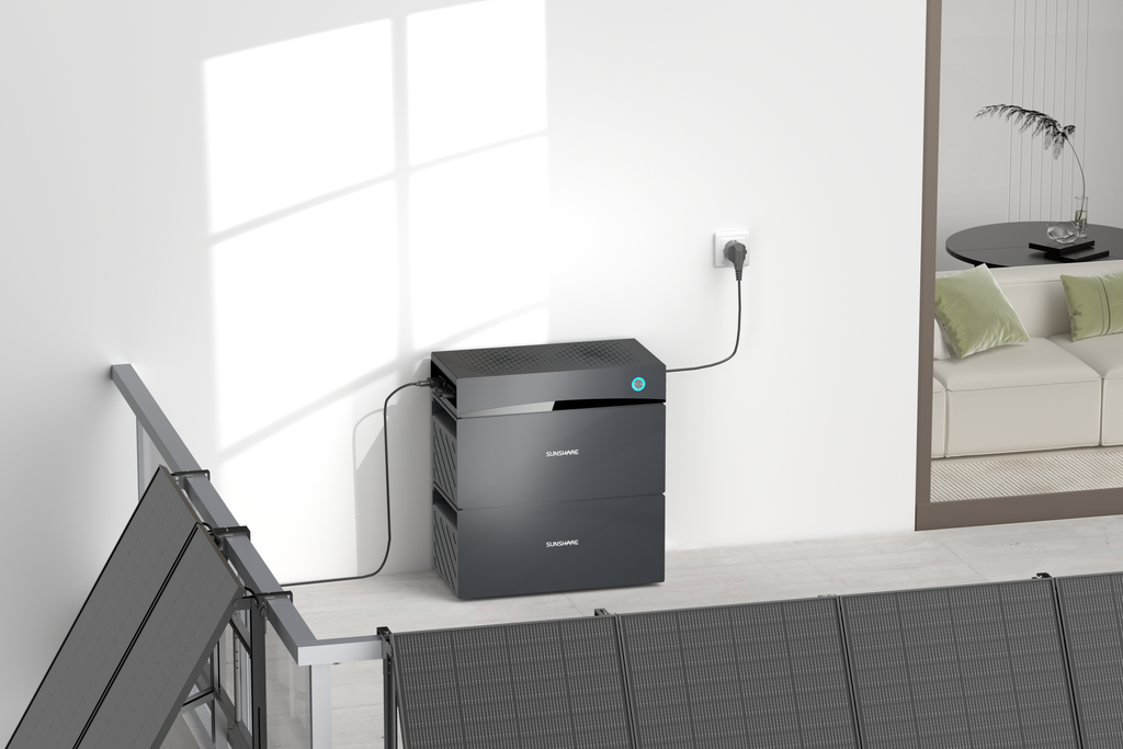 SUNSHARE Balkonkraftwerk Geländerbalkon/Balkon mit Schild 1600W