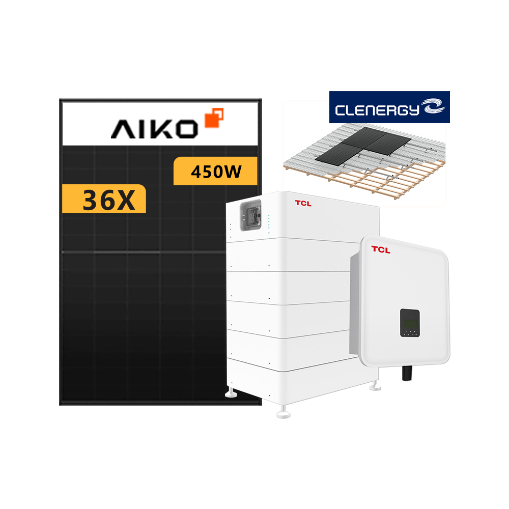 Aktion-Set TCL RTH-12K Hybridwechselrichter mit TCL-R2-H6 17,28kWh Batteriesystem & 36 Stück 450W Solarmodule & PV-ezRACK 01DA Unterkonstruktion