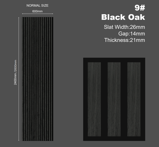 [SAN-HLA-006] SS Holz-Lamellen Akustikpaneel (PET) Black Oak 260*60 cm 2PCS